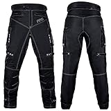 ARD Motorcycle Pants Men Biker Dual Sport Motorbike Waterproof, Windproof Riding Pants All-Weather, Removable CE Armored (30W×34L) Black