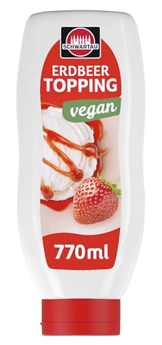 Schwartau Erdbeersauce | Vegan | 770ml | Dessertsoße & Topping für Eis, Crêpes & Mehr | Ohne Zusatzstoffe | Pflanzlich