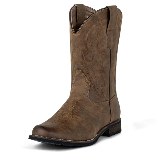 J's.o.l.e Men's Western Boots Round Toe Cowboy Boots for Men with Classic Embroidery Pull on Western Work Boots2