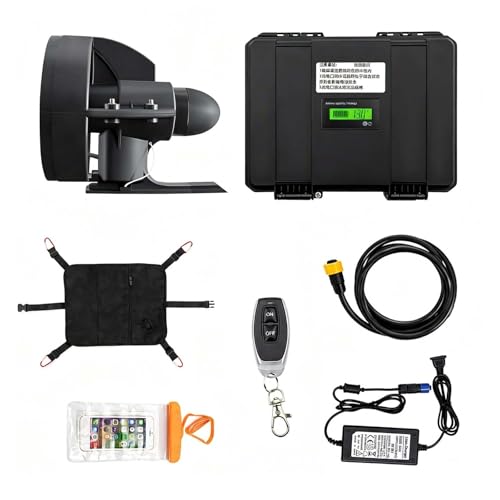 QFGain Elektrischer SUP-Motor als Finne 12V-Unterwasserantrieb für Kajaks & Paddleboards Komplettset mit Fernbedienung & Tragetasche 440 lbs Schubkraft 288W
