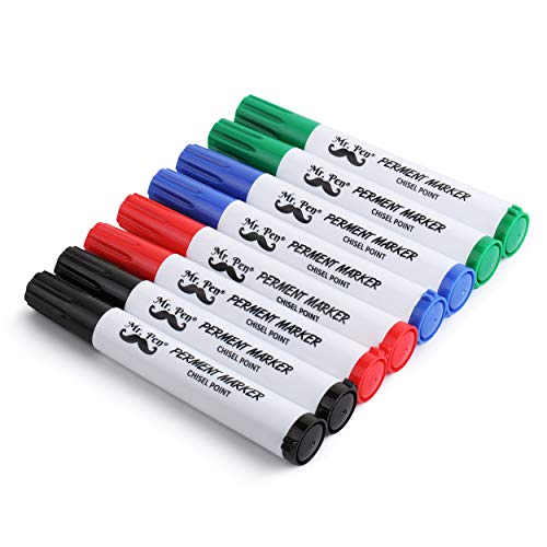 Mr. Pen- Permanent Markers, 8 Pack, Assorted Colors, Chisel Tip, Colored Markers, Marker Set, Chisel Tip Markers, Colored Permanent Markers, Permanent Markers Assorted Colors, Colored Markers