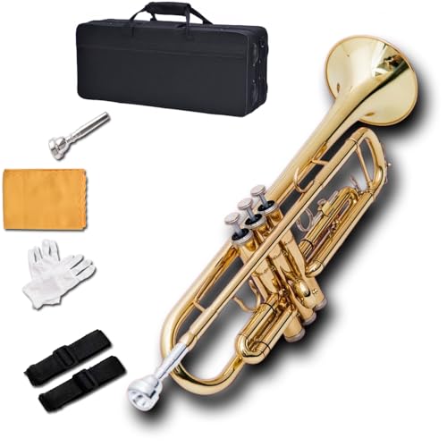HOGSN trumpet musical instrument golden flat b three-tone trumpet professional band plays western...