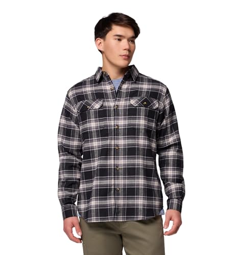 Columbia Mens Flare Gun Stretch Flannel, Black Two Lane...