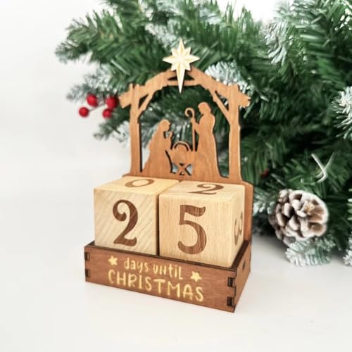 Calendrier de l'Avent en bois réutilisable pour décoration de table