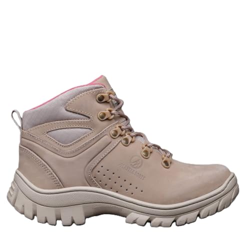 Bota Feminina Coturno Arizona Couro Legitimo Palmilha Em Gel (Mostarda+Rosa, BR, Adulto, Numérico, 3