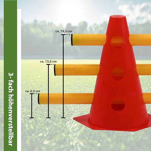 TRUTZHOLM Steckhürdenset 15- teilig 23 cm höhenverstellbar Agility Set Hunde Trainingszubehör Hobby Horsing Farbe wählbar rot blau orange (Rot)
