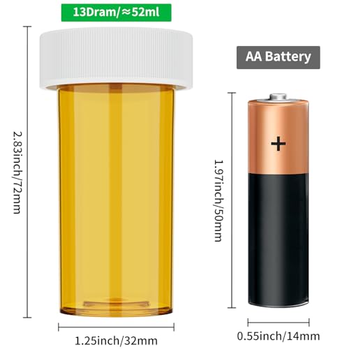 Image of Empty Plastic Medicine Pill Bottles with Child Resistant Caps (12 Pack), 13 Dram Small Prescription Vial Medicine Containers Travel Pill Bottles Clear Pill Case Organizers