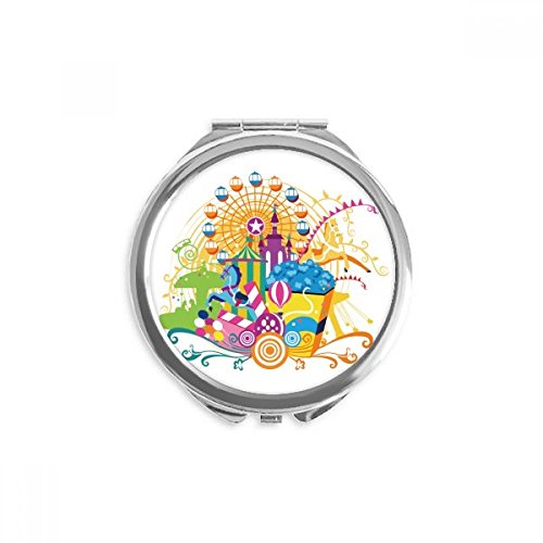 Miroir portable maquillage grande roue rond multicolore de 2,6 x 2,4 pouces