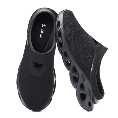 Image of Jakcuz Men Slip On Mules Lightweight Open Back Sneakers Breathable Walking Shoes