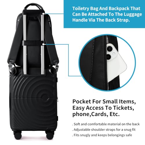 Image of LARVENDER Expandable Carry On 3 Piece Luggage Set with Backpack 20 Inch