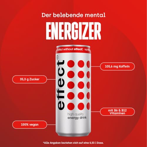 effect CLASSIC Energy Drink – Tray mit 12 x 330 ml Energy Dosen Einweg, Koffeinhaltiges Erfrischungsgetränk mit B-Vitaminen – einzigartiger & erfrischender Geschmack, vegan 2