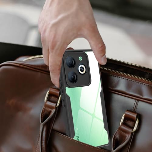 Image of A rtistque Clear Hard Transparent Acrylic Armor Anti-Drop Shockproof TPU Edge Back Cover Case for Infinix Smart 8 HD - Black