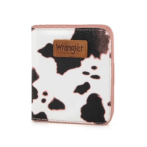 X Wrangler Small Cow Print Wallets for Women Slim Thin Wallet Card Cases Money Organizer Thin Mini Pocket Wallet with Rfid Lining and A Coin Purse