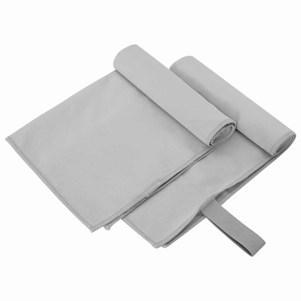 Juego de 2 toallas de deporte gris 50 x 30 cm de poliéster y poliamida, superficie suave al tacto, ligeras, de secado rápido, absorbentes, para fitness, sauna, ducha, viajes y camping