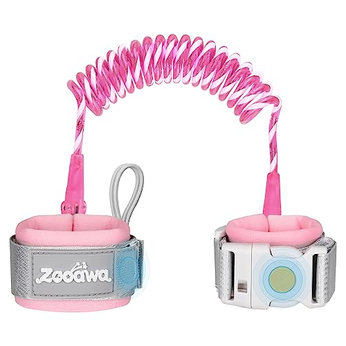 Image of Zooawa Toddler Leash, Toddler Kids Harness Anti Lost Wrist Link with Magnetic Lock, Reflective Safety Baby Child Walking Wristband Leash for 2,3,4 Years Old Boys Girls, Pink