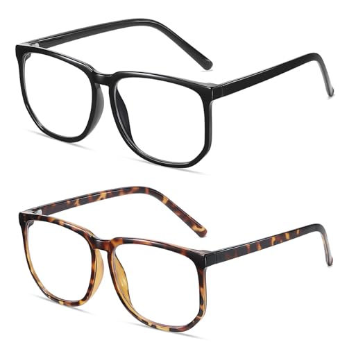Image of TR90 Oversized Blue Light Blocking Glasses Men Women Ultralight Nerd Square Computer Games Black Large Eyewear