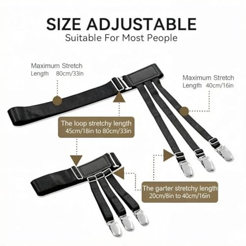 Image of Shirt Tucker Belt for Men Formal | Shirt Tucking Clip for Wrinkle Free with Non-Slip Metal Clips, Keeps Dress Shirt Tidy All Day (2-Pack)