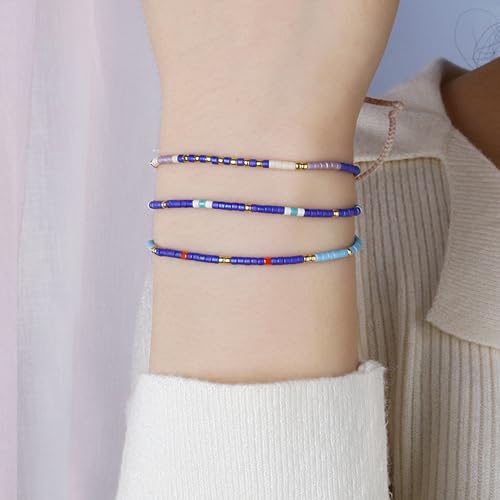 Image of KELITCH Boho Women Crystal Shell Beaded Friendship Bracelets Handmade Strand Bracelet Bangles Jewelry