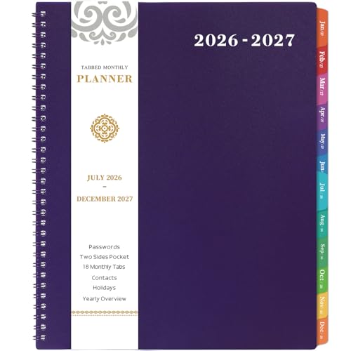 Agenda mensual 2024 – Agenda mensual 2024, enero de 2024 a diciembre de 2024, 9 x 11 pulgadas, planificador de 12 meses con pestañas mensuales, ofertas de doble alambre, vacaciones, páginas de notas,