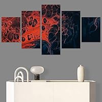 SIGNWIN 5 Panel Canvas Wall Art Modern Art Abstract Brushstroke Contemporary Edgy Mixed Media Multicolor for Home Decorations Ready to Hang - 60