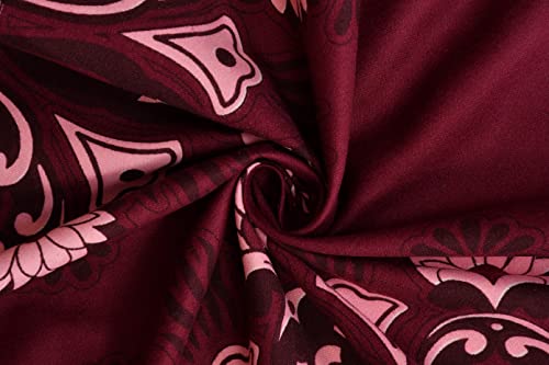 Image of Castiqa Elastic Fitted Supersoft Premium Brushed Cotton 200TC King Size Bedsheets with 2 Pillow Covers (Fits Upto Mattress of 10 Inches) (King (72x78), Wine Mandala)