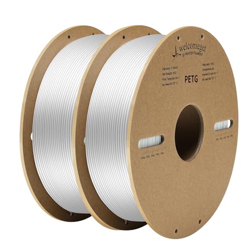Welcomeget PETG 3D Printer Filament,Dimensional Accuracy +/- 0.03mm, 1 kg Spool(2.2lbs), 1.75...
