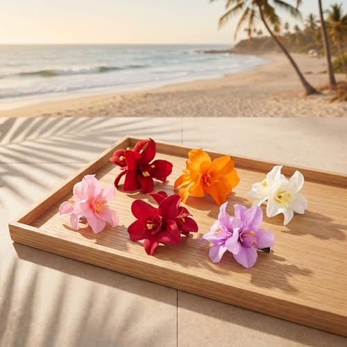 Set de 6 pinzas para cabello con flores artificiales miniatura 4