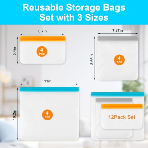 VUEKYN 12 Pack Reusable Freezer Bags