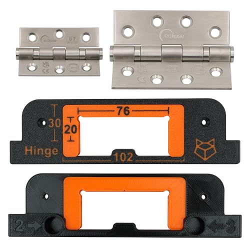 Foxy3DPrints 76 x 51 mm (3) + 102 x 76 mm (4) Precision Hinge Jig Router Template for Door and Door Frame