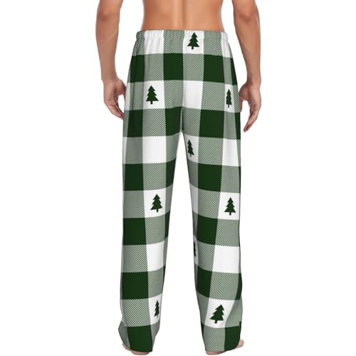 Green White Christmas Tree Lumberjack Plaid Mens Pajama Pants Comfy Lounge Pants Casual Pjs Bottoms3