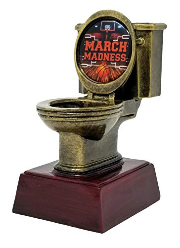 Decade Awards March Madness Gold Toilet Bowl Trophy - Basketball Busted Bracket Award - 6 Inch Tall - Customize Now