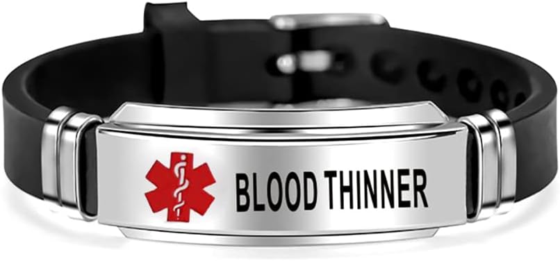 NanMuc Red Medical Alert ID Bracelet Emergency First Aid Laser Engraved Health Alert Adjustable Silicone Wristband Bracelet