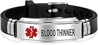 Vista 19 de NanMuc Pulsera de identificación de alerta médica roja de primeros auxilios de emergencia grabada con láser Alerta de salud ajustable pulsera