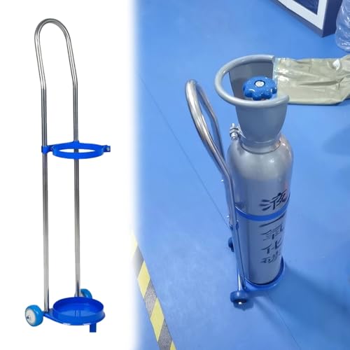 Carretilla Carrito transportador de cilindros de oxígeno con dos ruedas, capacidad única, portátil, para almacenar y transportar botellas, soporte para botellas de argón para enfermería con 2 rue
