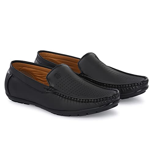 Image of Stylelure Men Synthetic Leather Perforations Suede Loafers