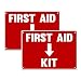 First Aid Sticker Sign For Emergency First Aid Kit, Clearly Visible With Perfect Size 7" x 10", 2 Pack, Easy To Install, Durable Water Resistant Plastic Safety Sign for Indoor and Outdoor Use