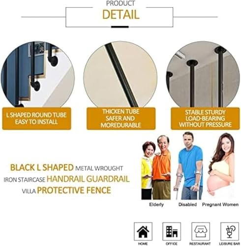 Pasamanos de escalera de metal negro de 100cm para exterior e interior 3