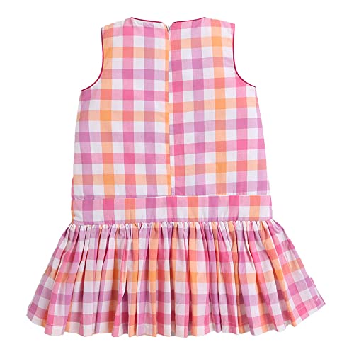Image of Hopscotch Girls Cotton Sleeveless Checkered Midi Casual Dress