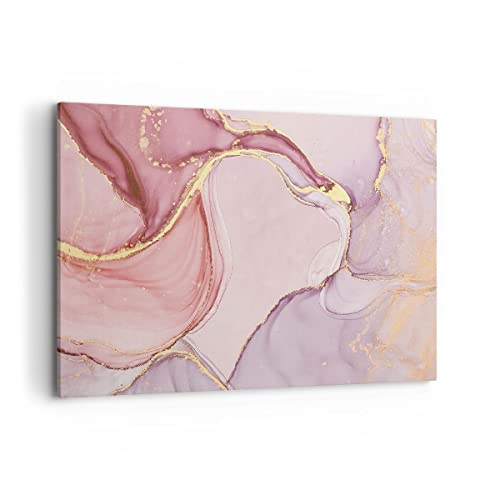 Moderne Impression sur Toile 100x70cm Image Tableau Decoration Murale Abstraction Marbre Rose Grand Tableaux Decoratifs Muraux Chambre Horizontal Deco Cadre...