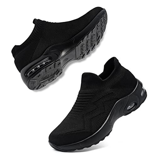 LARNMERN Chaussures de Securite Femmes À Enfiler Legere Basket de Sécurité Confort Protection Embout Acier Coussin d'aire Chaussures de Travail Respirante (Noir,39EU)