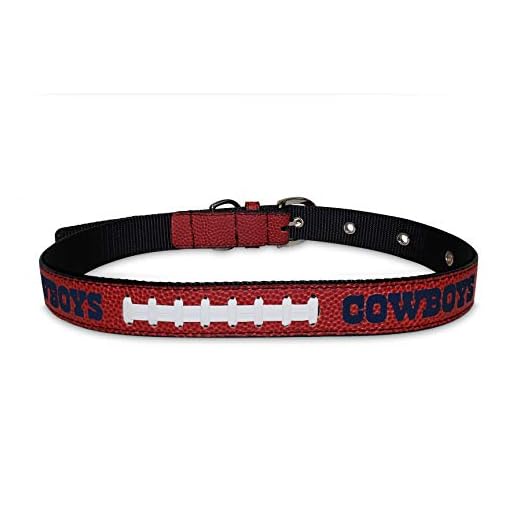 Pets First Tough Leather Pet Collar NFL Dallas Cowboys Premium Dog Collar, Limited Edition, Size Large. Best & Strongest Heavy-Duty Dog Collar!, Large (20-29"" Long & 1"" Wide) (DAL-3081-LG)