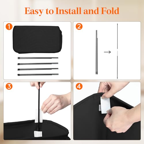 Lifewit 65L Slim Laundry Basket with Lid, Small Washing Basket, Narrow Foldable Laundry Bag with Handles, Thin Laundry Hamper Bin Storage for Bedroom Accessories, Black - Cosy Home Interiors Lifewit 65L Slim Laundry Basket with Lid, Small Washing Basket, Narrow Foldable Laundry Bag with Handles, Thin Laundry Hamper Bin Storage for Bedroom Accessories, Black - Image 6