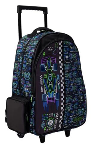 Image of ADSON 3D Embossed School Trolley Bag|Backpack Large School Bag for Boy Girl, Kids School Bag, Travel Backpack for Girl Boy, Ideal for Children Trolley 18 Inch Water Resistant
