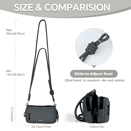 SIMTOP Small Crossbody Travel Bag for Women, Waterproof Nylon Purse with RFID-Blocking Pocket, 3-Section Organizer & Center Bottle Slot, Rope-Style Adjustable Strap, Lightweight for Travel Hiking by SIMTOP - Used condition - Image 3
