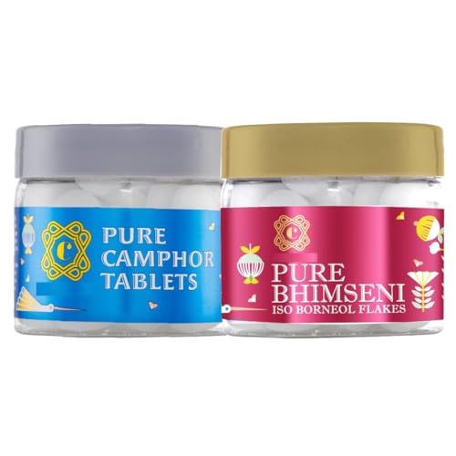Alcanfor puro + alcanfor Bhimseni 100 g cada uno (100 g x 2) - Paquete combinado