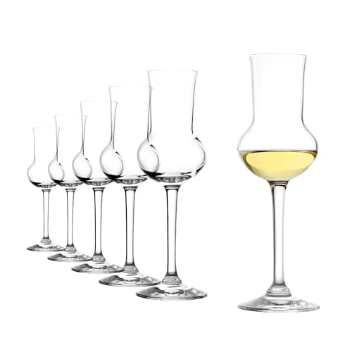 Stölzle Lausitz Set of 6 Grappa Bar Glasses (PROFESSIONAL). Dishwasher Safe Liquor Glasses (3 fl oz). Aperitif Glasses made from Lead-free Crystal Glass - Genuine Stolzle Glasses for Pomace Brandies