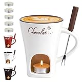 Cadeau idéal pour des moments inoubliables : que ce soit comme cadeau de Noël, cadeau de remise de diplôme ou cadeau d'anniversaire, cette tasse à fondue au chocolat avec personnalisation du texte ravira tous les destinataires. Le service à fondue est adapté pour les fêtes, les fêtes ou les heures agréables à la maison et transforme le chocolat, le beurre ou le caramel en une expérience culinaire – un must pour les amateurs de fondue