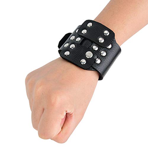 VGEBY Bracelet de Pêche, Support de Poignet de Protection en Acier, avec Boucle en Métal Réglable et Cuir Lisse, pour Les Pêcheurs et Les Sports de Tir
