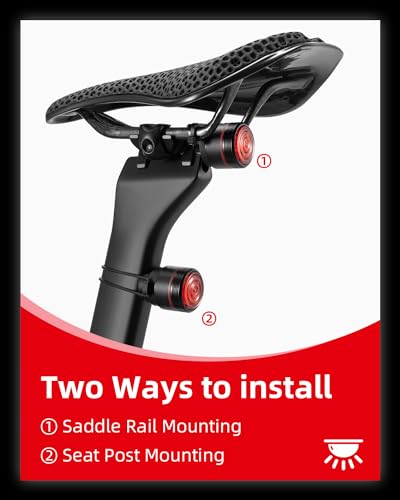 Image of ROCKBROS Smart Bike Tail Light Rear Bike Brake Light Bicycle Back Taillight | Bicycle Brake Sensing Light for e bike Road MTB, Bright Cycling Safety Red Flashlight, USB Rechargeable, Waterproof, 6 Modes