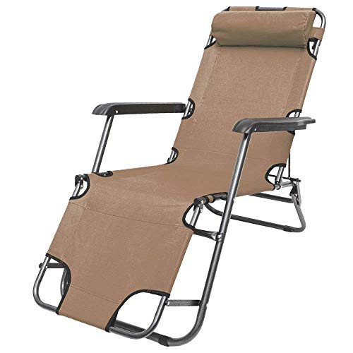 AMANKA Campingstuhl 153x60cm Liegestuhl Sonnenliege Strandliege Campingliege Klappliege Liege Beige